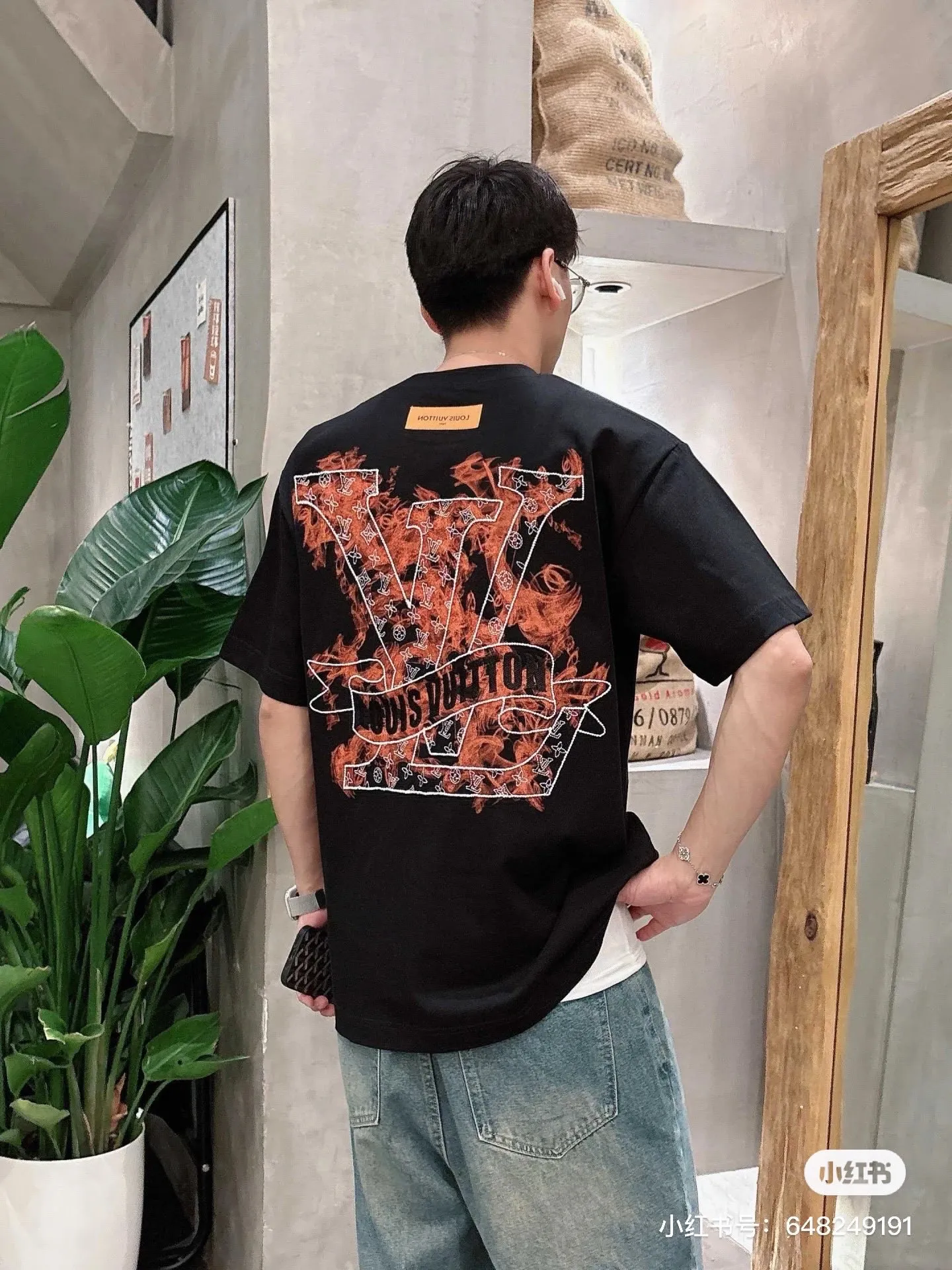 Louis Vuitton/Louis Vuitton 26ss smoke hollow logo embroidered short sleeves